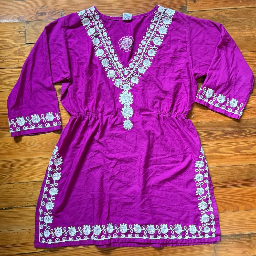 La Leela Magenta Purple Resort Dress Cover Up Women's One Size Beachwear